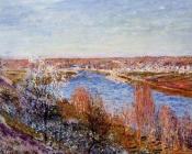 阿尔弗莱德 西斯莱 : Village of Champagne at Sunset, April